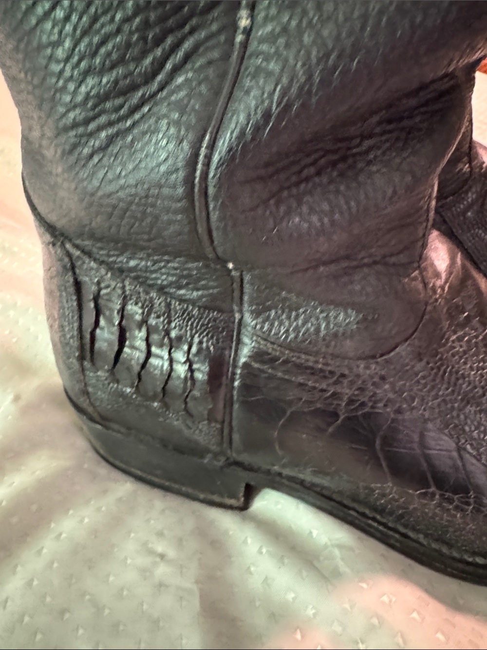 Los Altos Genuine Ostrich Western Boots Size 12EE. Black - Picture 4 of 13